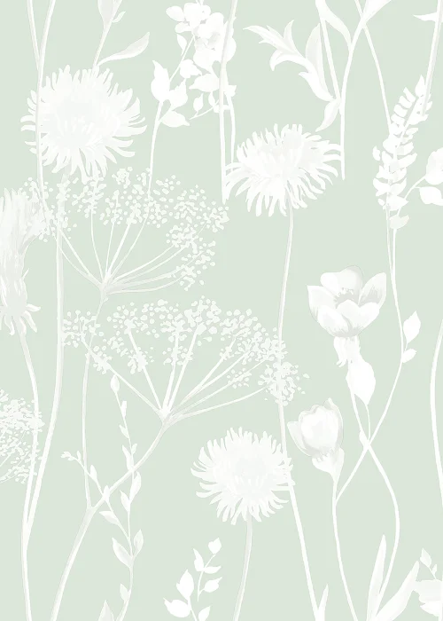 Catherine Lansfield Meadowsweet Floral Green Wallpaper - One Size Image 1