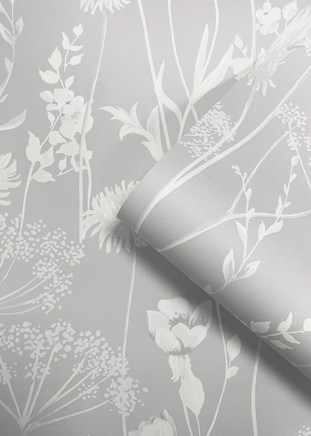 Catherine Lansfield Meadowsweet Floral Grey Wallpaper - One Size Image 3