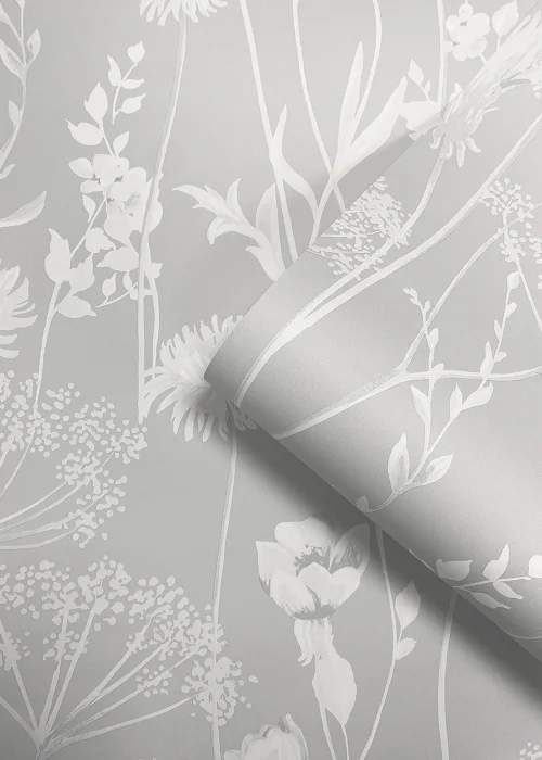 Catherine Lansfield Meadowsweet Floral Grey Wallpaper - One Size Image 3