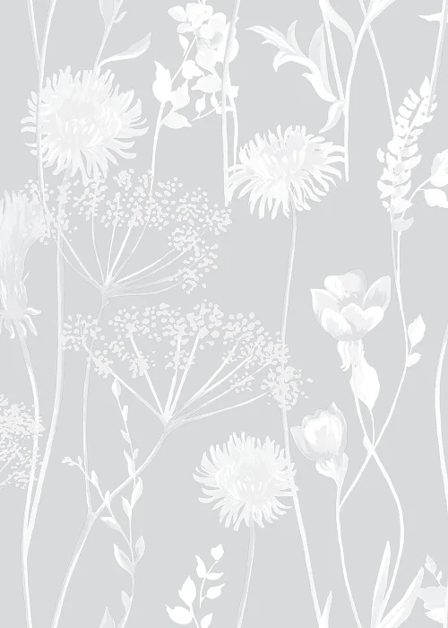 Catherine Lansfield Meadowsweet Floral Grey Wallpaper - One Size Image 1