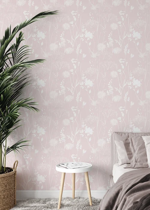 Catherine Lansfield Meadowsweet Floral Blush Wallpaper - One Size Image 2