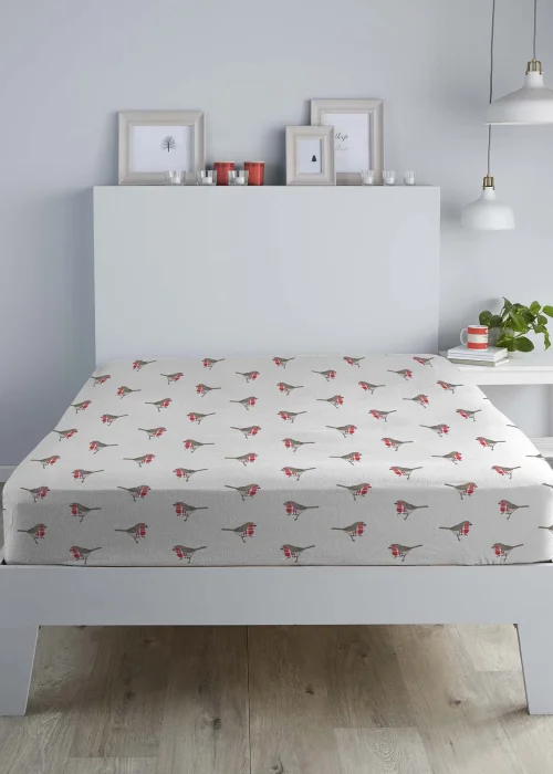 Fusion Christmas Robin Fitted Bed Sheet - Single Image 1
