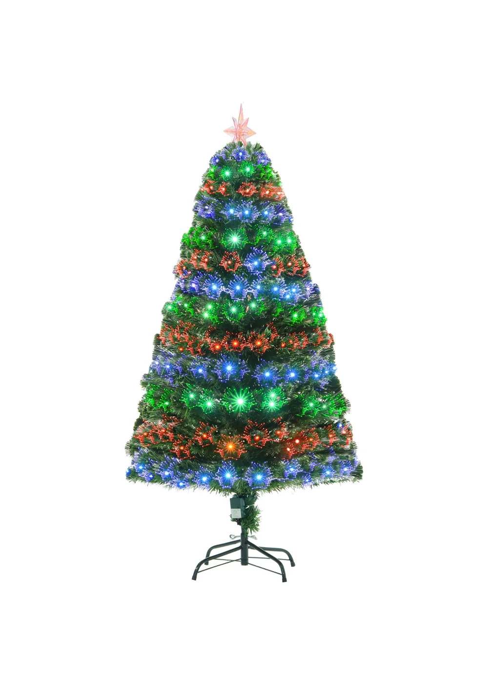 HOMCOM 5ft Green Fibre Optic Artificial Christmas Tree - One Size Image 1