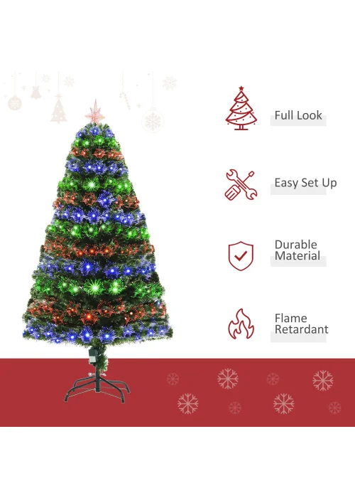 HOMCOM 5ft Green Fibre Optic Artificial Christmas Tree - One Size Image 4