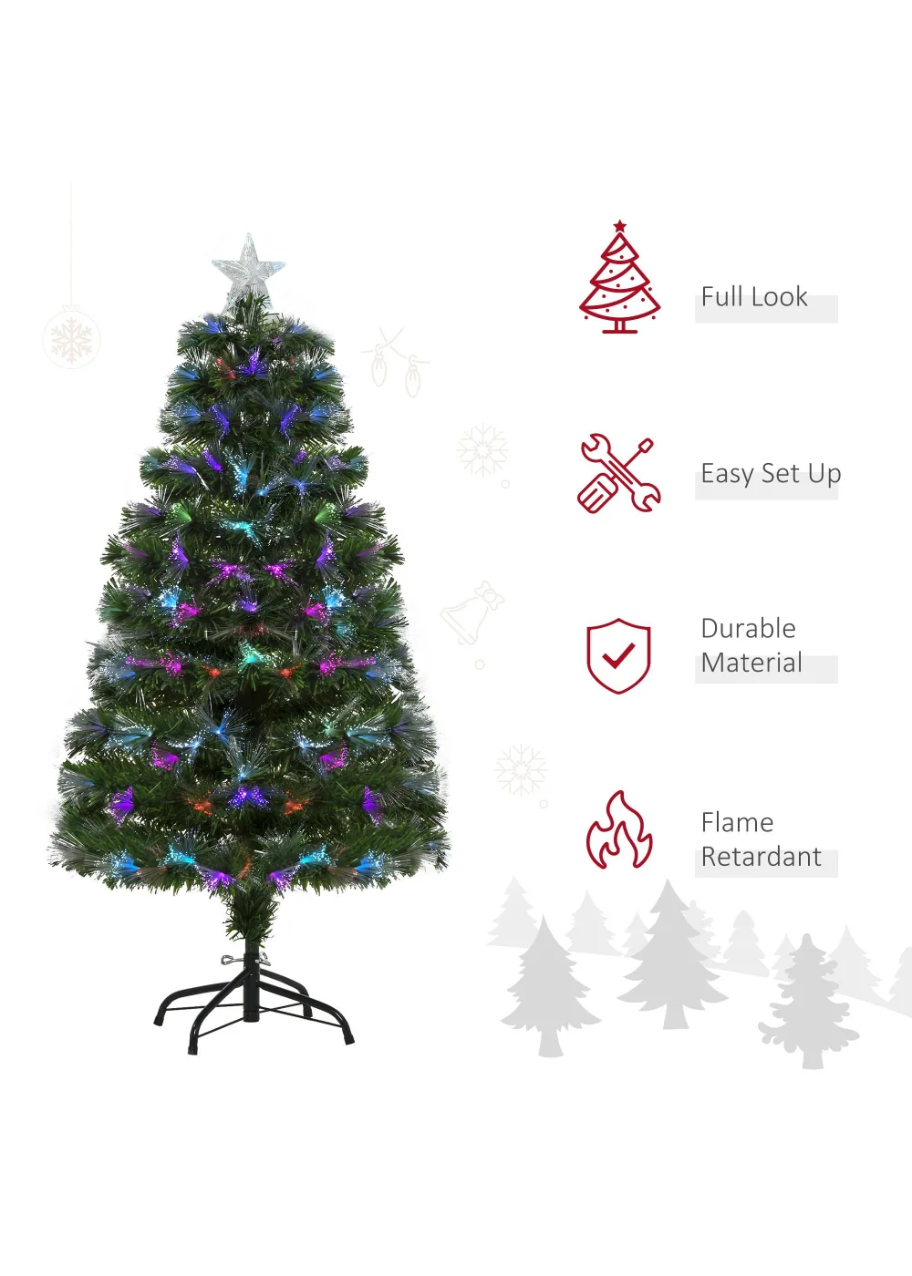 HOMCOM 1.2m Pre-Lit Colorful Artificial Tree Light - 120cm Image 4