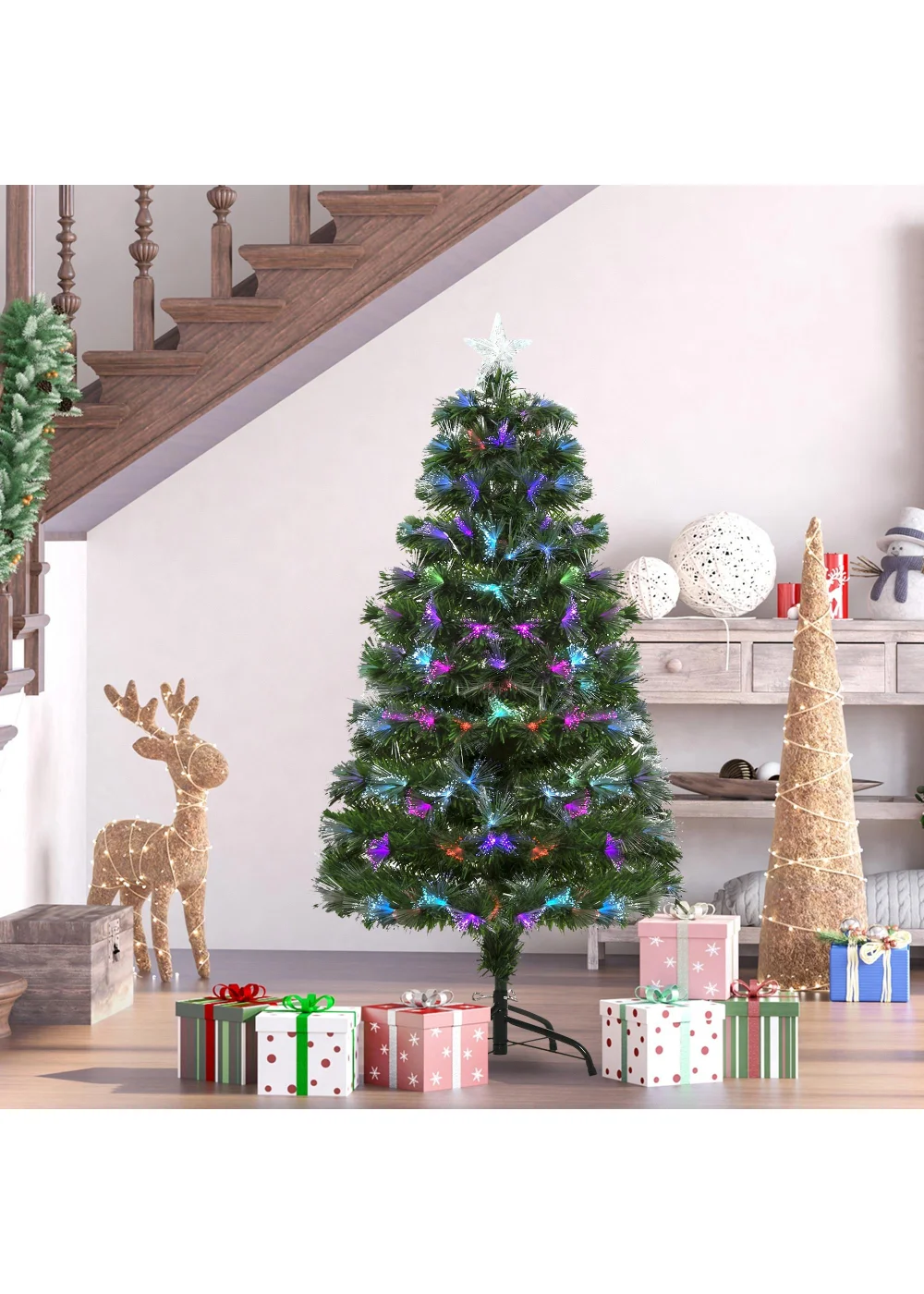 HOMCOM 1.2m Pre-Lit Colorful Artificial Tree Light - 120cm Image 2