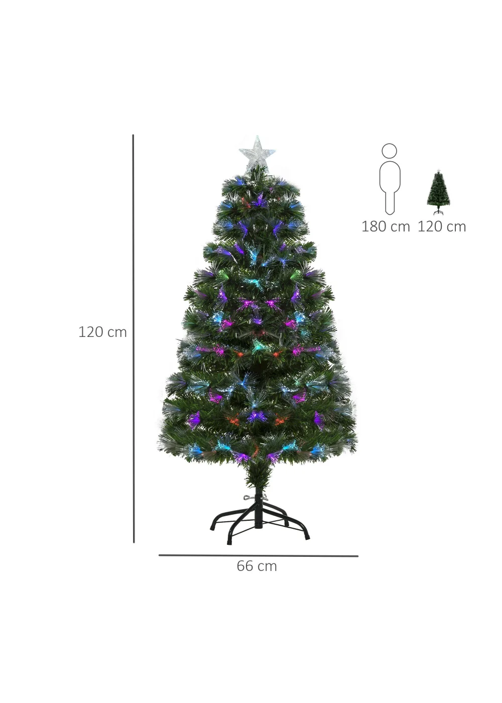 HOMCOM 1.2m Pre-Lit Colorful Artificial Tree Light - 120cm Image 3