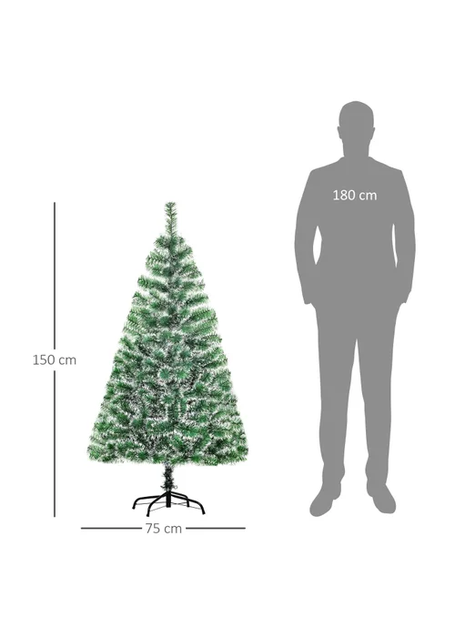 HOMCOM Snow Decorated Artificial Christmas Tree (5ft) - 5ft Image 3