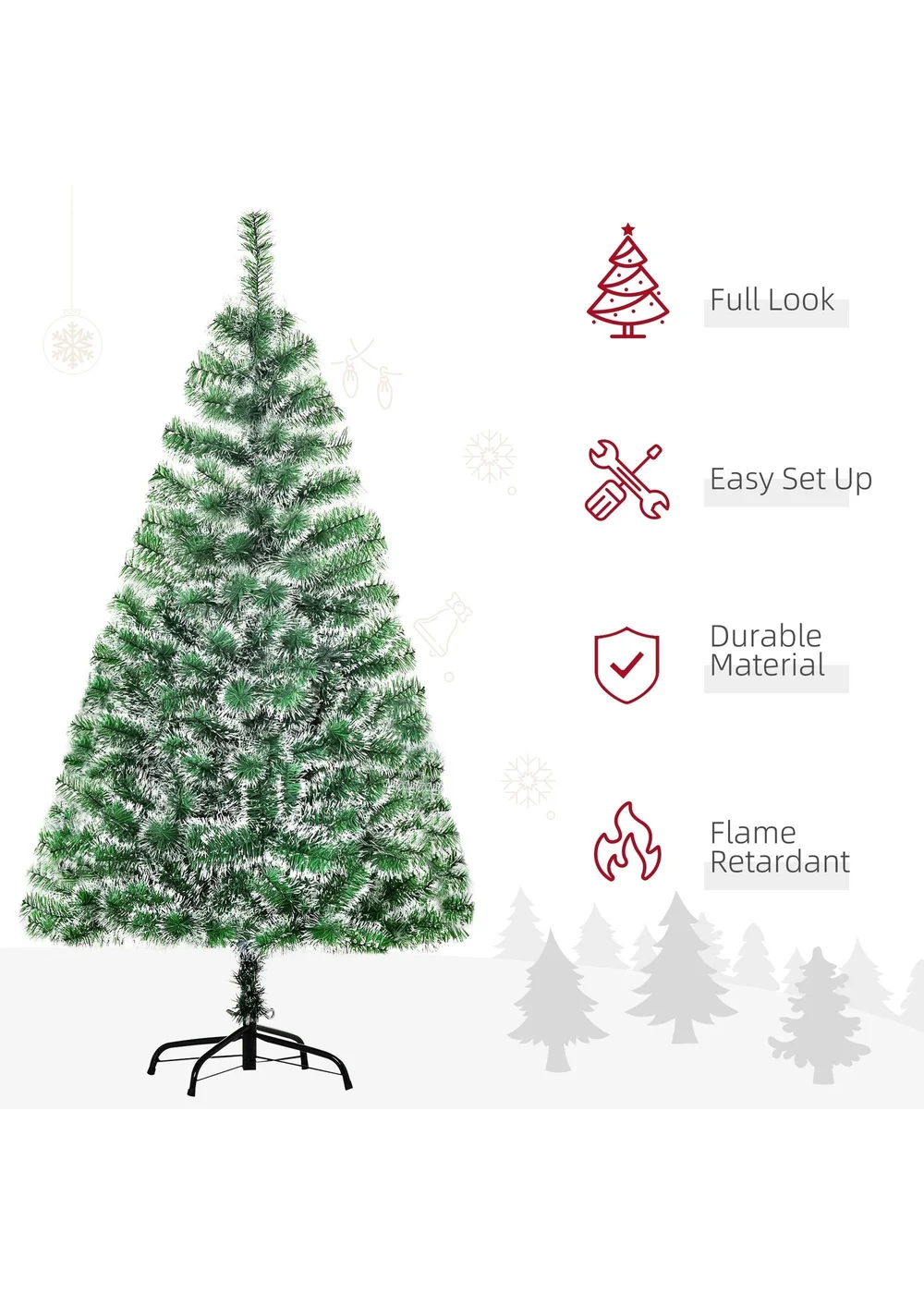HOMCOM Snow Decorated Artificial Christmas Tree (5ft) - 5ft Image 4