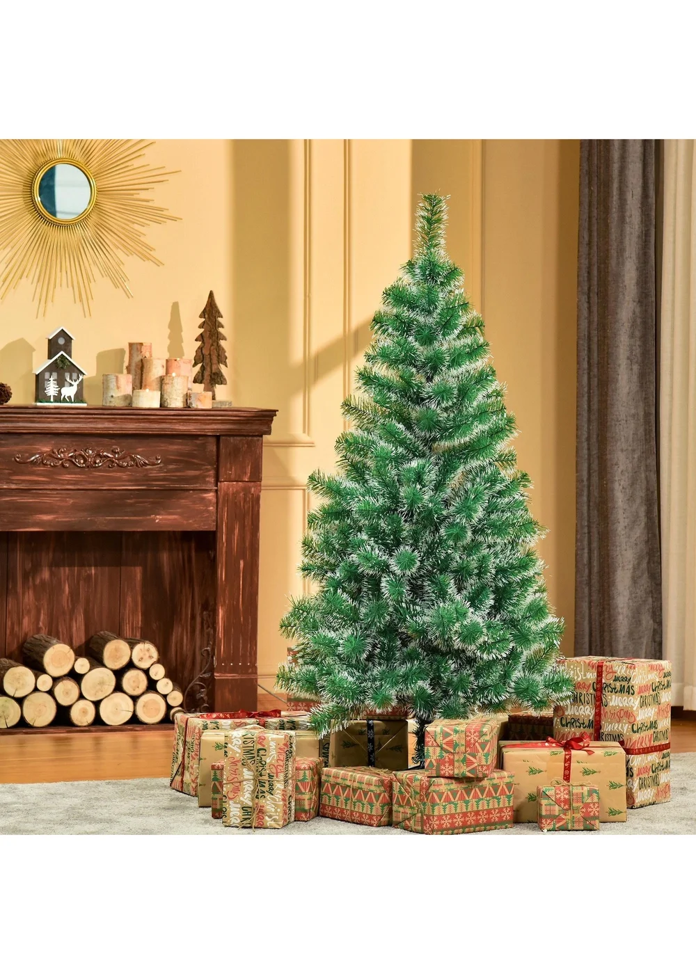 HOMCOM Snow Decorated Artificial Christmas Tree (5ft) - 5ft Image 1