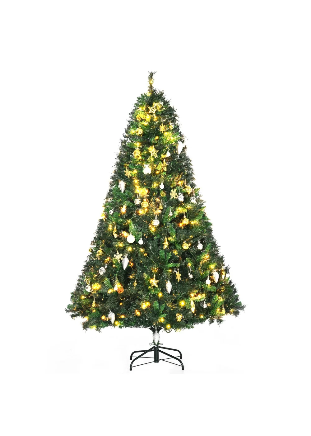 HOMCOM Pre-Lit Artificial Christmas Tree (6ft) - One Size Image 1