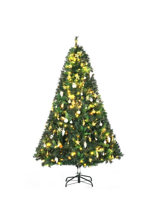 HOMCOM Pre-Lit Artificial Christmas Tree (6ft) - One Size Image 1