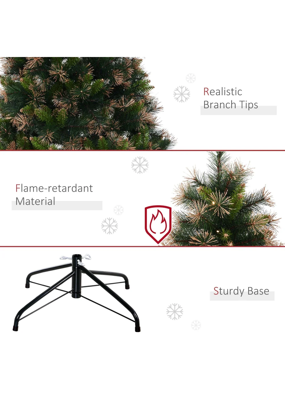 HOMCOM Pre-Lit Artificial Christmas Tree (5ft) - One Size Image 5