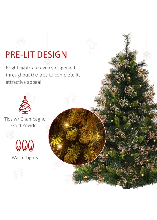 HOMCOM Pre-Lit Artificial Christmas Tree (5ft) - One Size Image 4