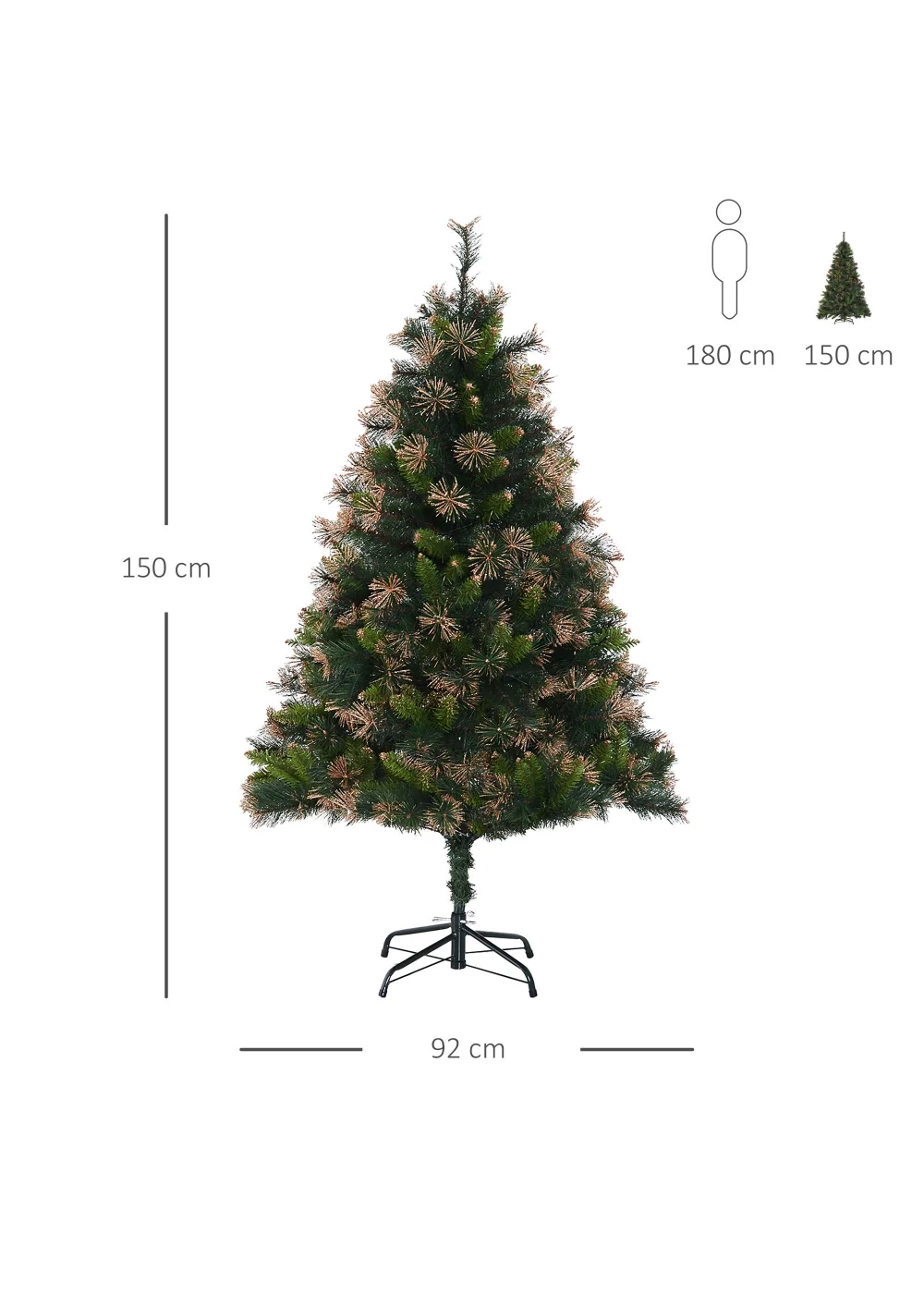 HOMCOM Pre-Lit Artificial Christmas Tree (5ft) - One Size Image 3