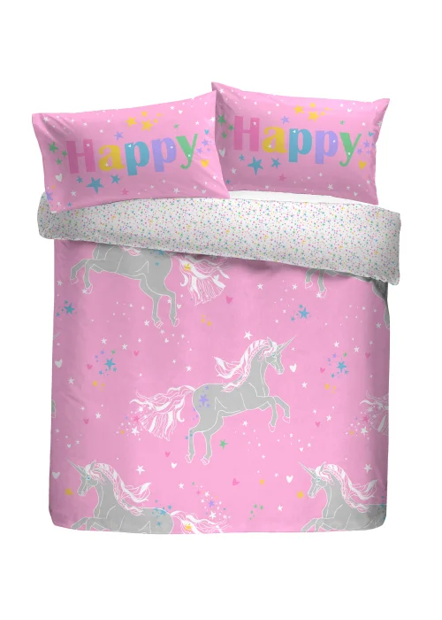 Bedlam Unicorn Glow Glow in the Dark Pink Duvet Cover Set - Single Image 5