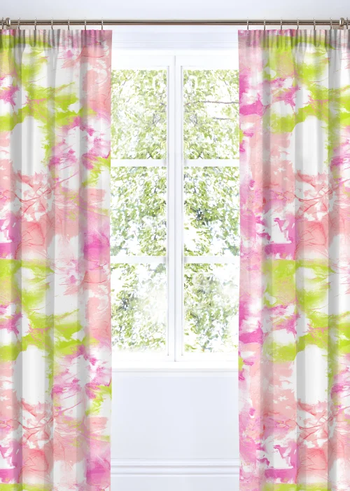 Bedlam Tye Dye Pink Pencil Pleat Curtains - 66W X 72D (168x183cm) Image 3