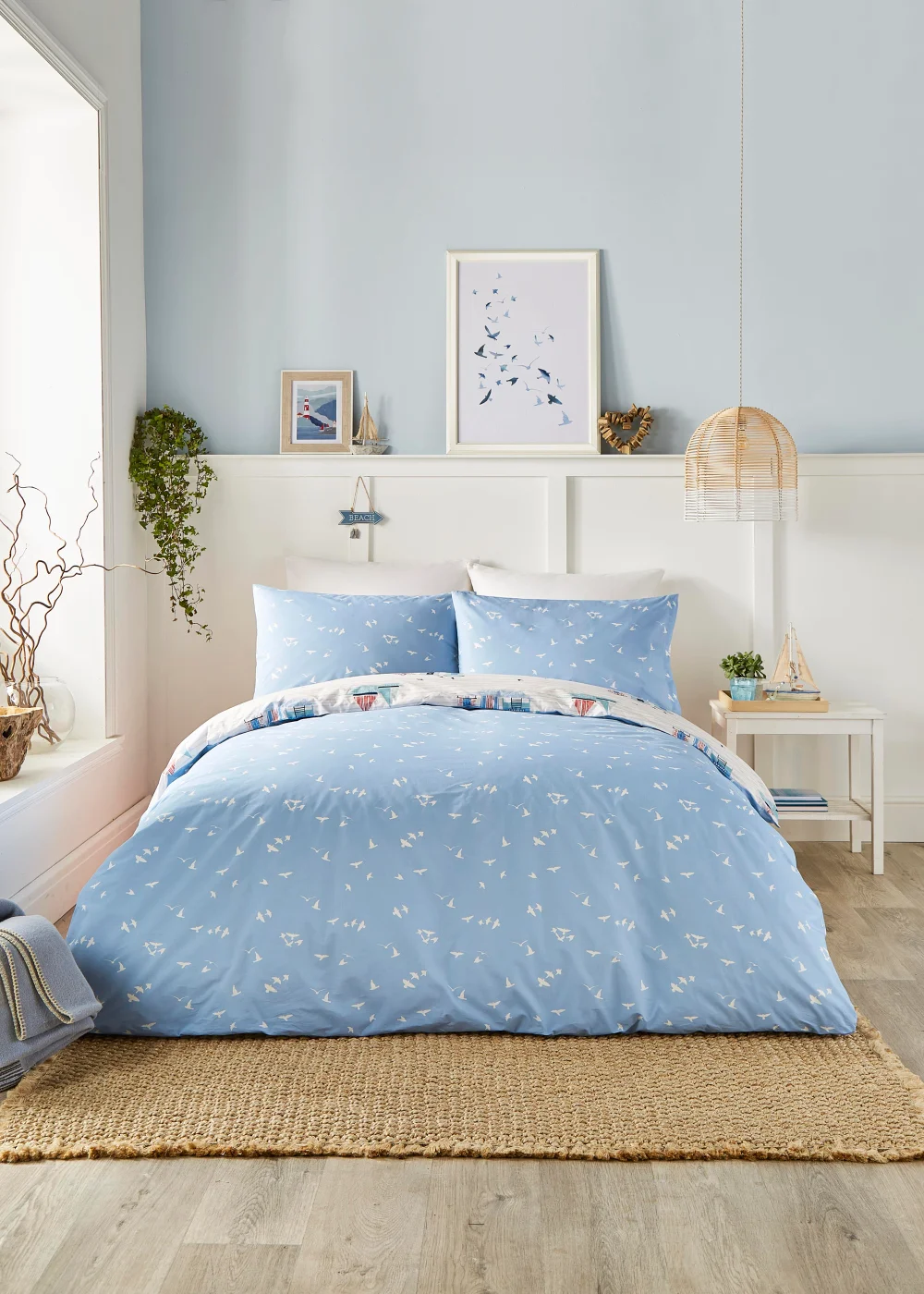 Fusion Beach Huts Blue Duvet Cover Set - Single Image 4