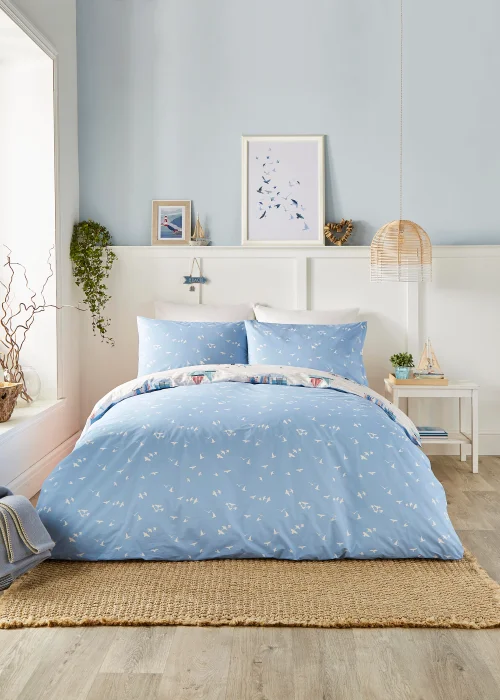 Fusion Beach Huts Blue Duvet Cover Set - Single Image 4