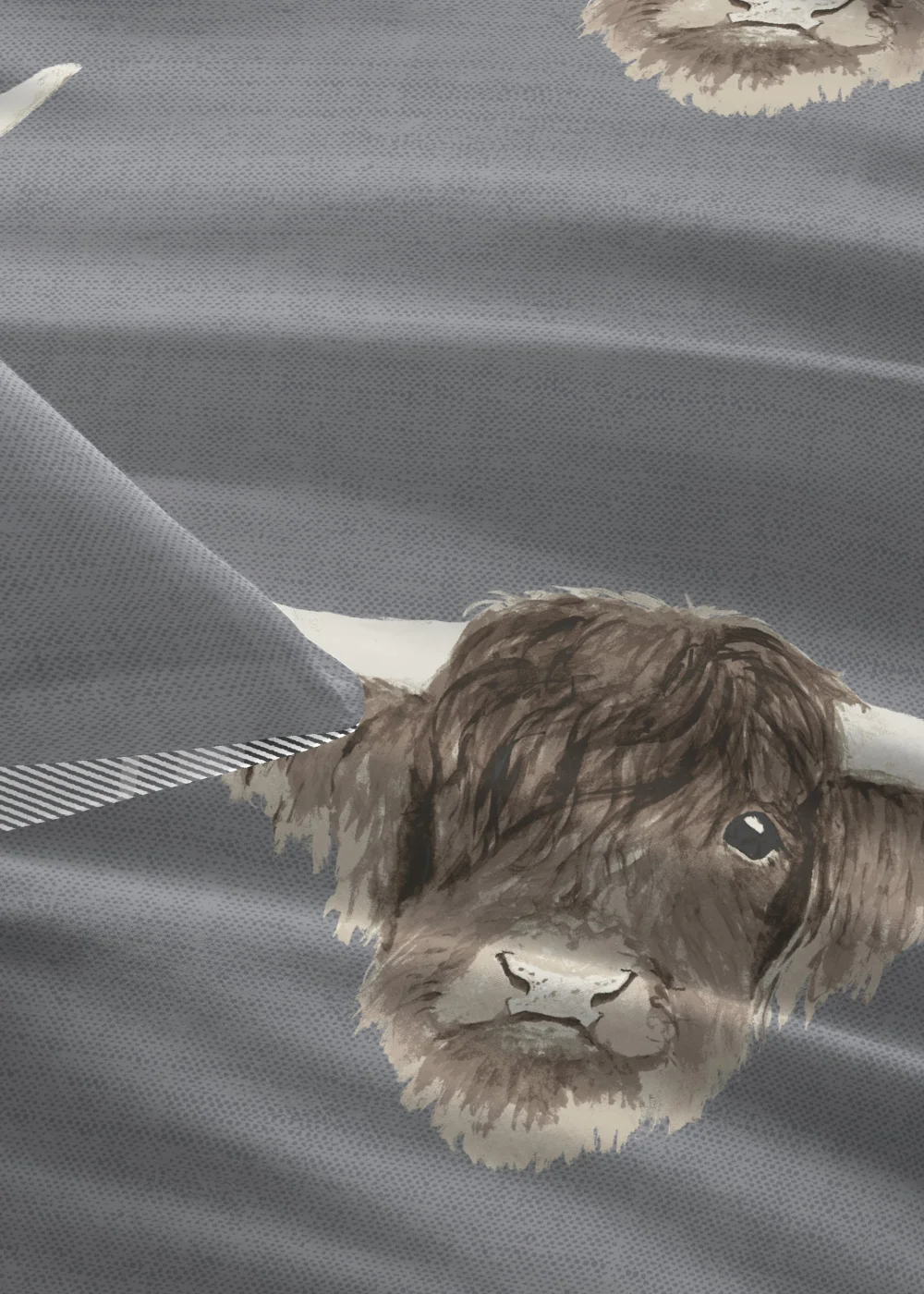Fusion Highland Cow Grey Duvet Cover Set - Single Image 4