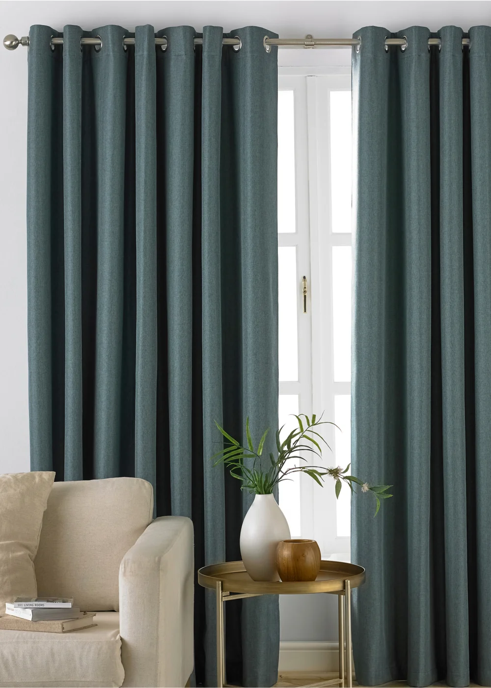 furn. Moon Premium Thermal Blackout Ringtop Eyelet Curtains (168cm x 183cm) - 46X X 72D (116x183cm) Image 1