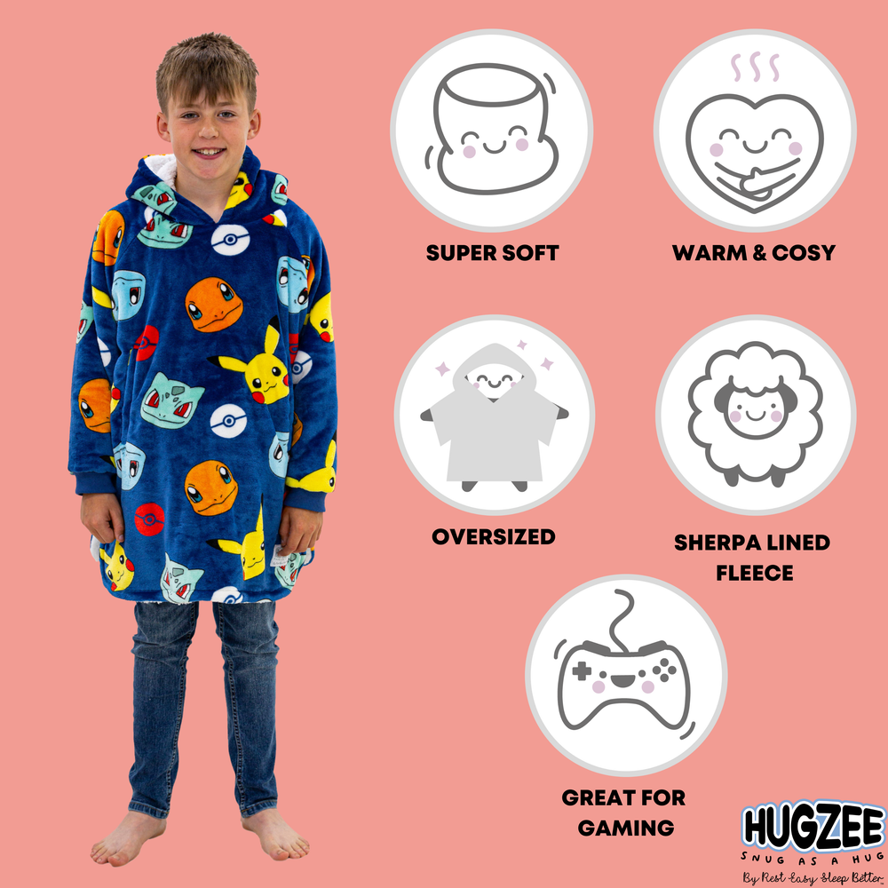 HUGZEE Pokemon Badges Wearable Hooded Fleece - Medium Image 3