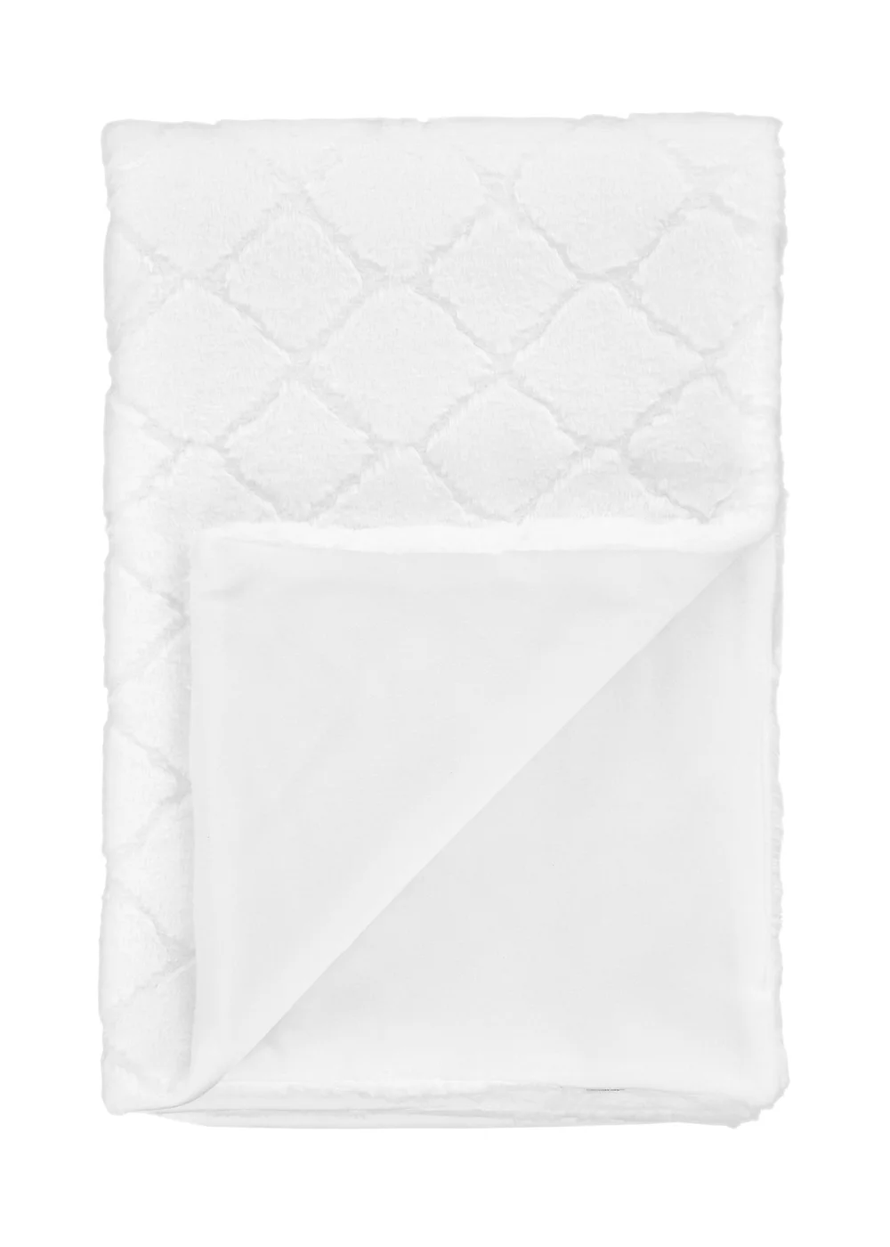 Catherine Lansfield Cosy Diamond Faux Fur Soft 130x170cm Blanket Throw White - One Size Image 3