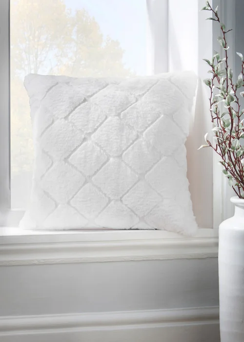 Catherine Lansfield Cosy Diamond Cushion (43x43cm) - 43W X 43D Image 2