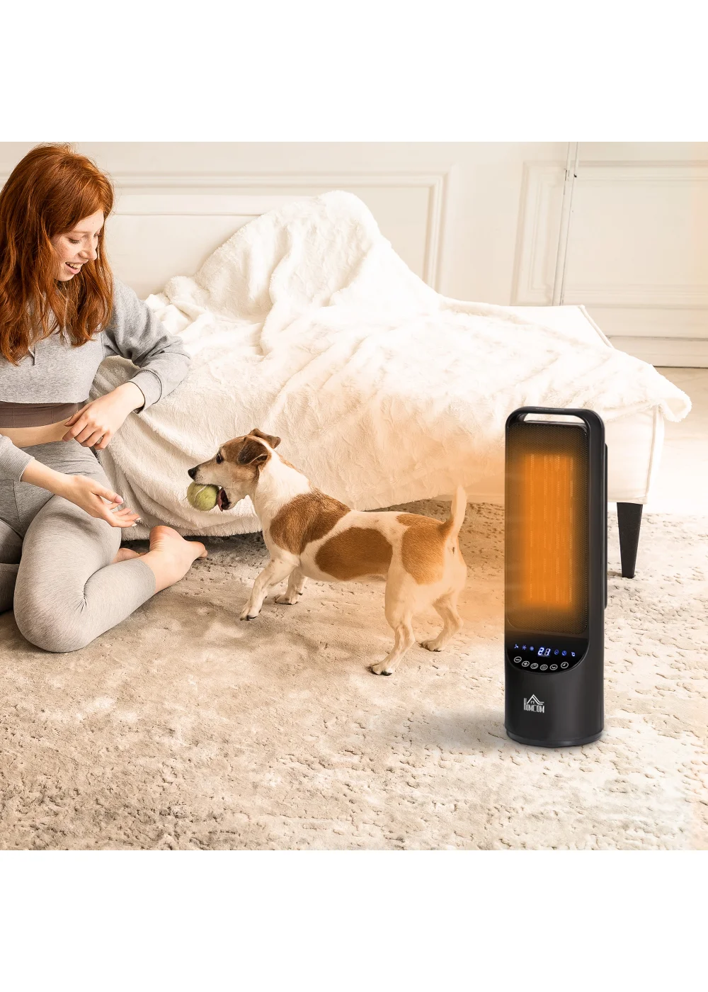 HOMCOM Indoor Tabletop Ceramic Space Heater (60cm x 15.5cm) - One Size Image 2