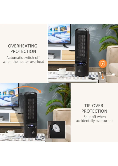 HOMCOM Indoor Tabletop Ceramic Space Heater (60cm x 15.5cm) - One Size Image 5