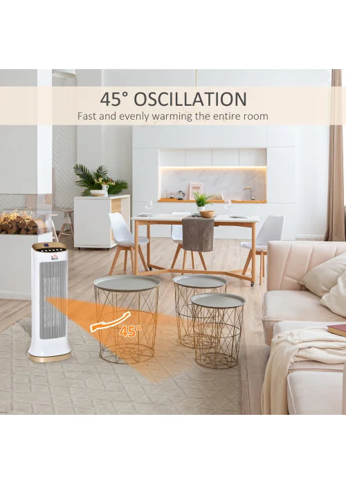 HOMCOM Oscillating Tabletop Ceramic Space Heater (52.5cm x 20.5cm x 15.5cm) - No Size Image 4