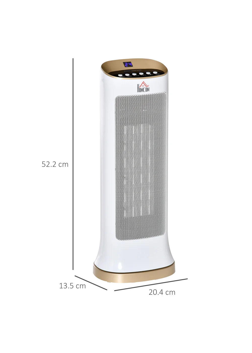 HOMCOM Oscillating Tabletop Ceramic Space Heater (52.5cm x 20.5cm x 15.5cm) - No Size Image 3