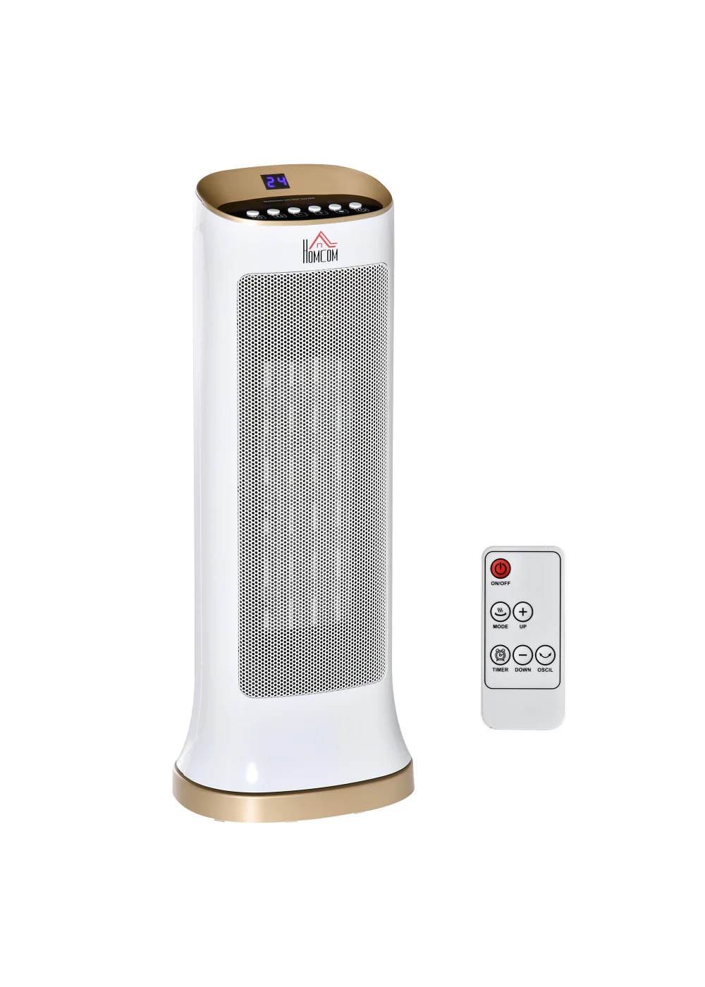 HOMCOM Oscillating Tabletop Ceramic Space Heater (52.5cm x 20.5cm x 15.5cm) - No Size Image 1