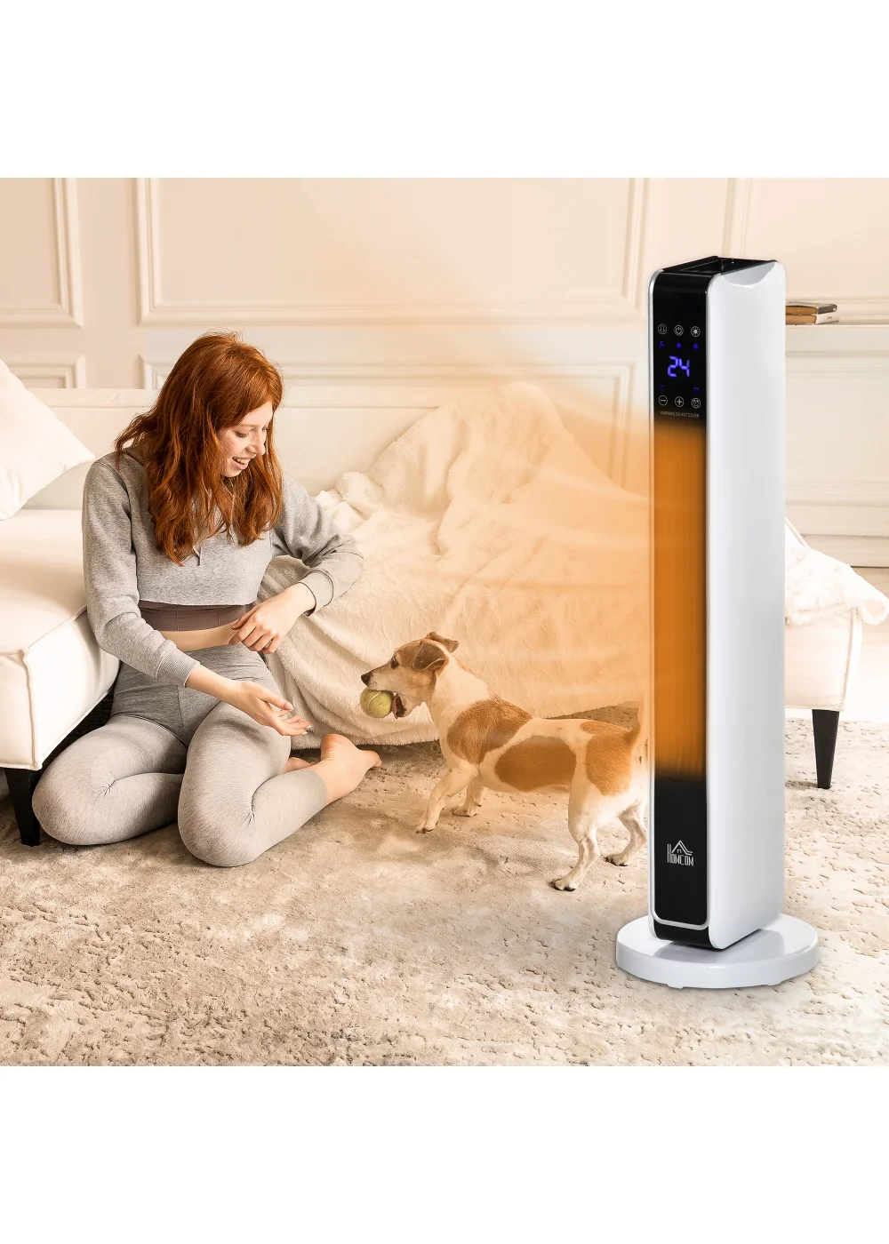 HOMCOM Indoor Tower Ceramic Space Heater (21cm x 21cm x 73cm) - No Size Image 2