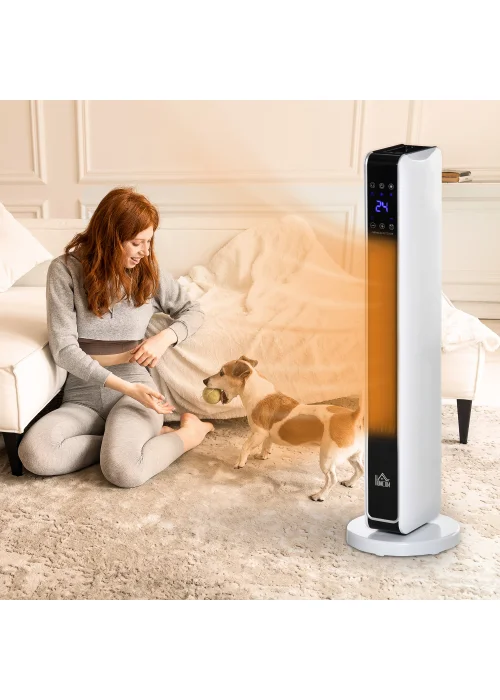 HOMCOM Indoor Tower Ceramic Space Heater (21cm x 21cm x 73cm) - No Size Image 2