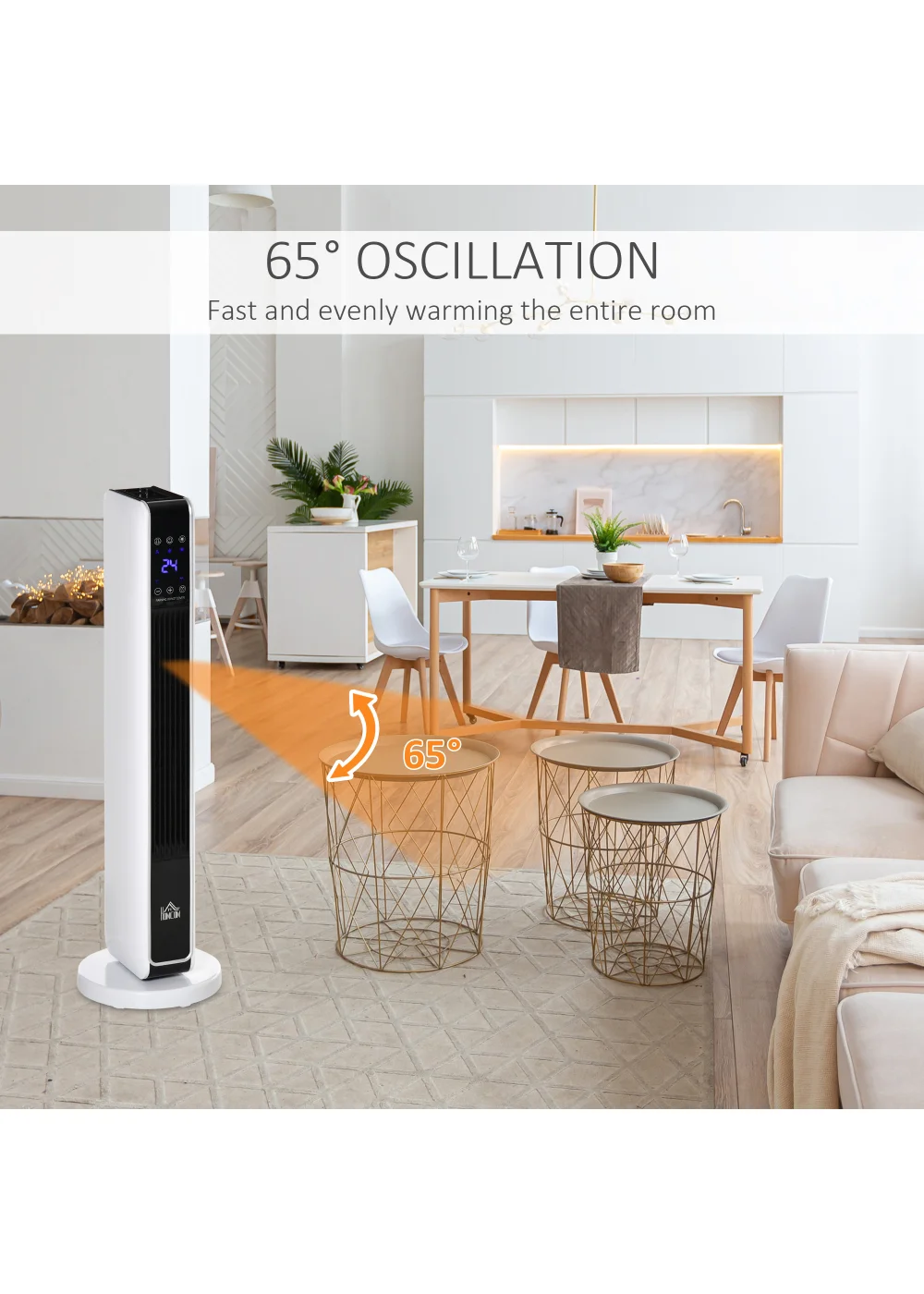 HOMCOM Indoor Tower Ceramic Space Heater (21cm x 21cm x 73cm) - No Size Image 4