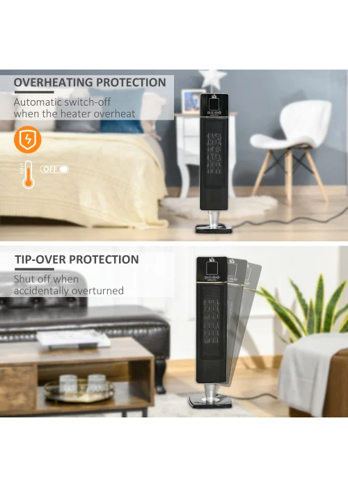 HOMCOM Ceramic Tower Heater (23cm x 22cm x 78cm) - One Size Image 5