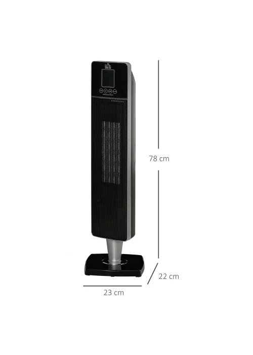 HOMCOM Ceramic Tower Heater (23cm x 22cm x 78cm) - One Size Image 3