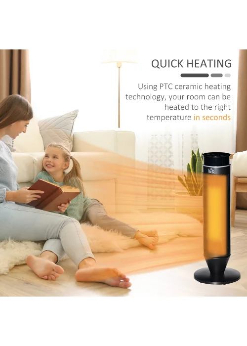 HOMCOM Tower Heater (52.5cm x 20cm x 20cm) - No Size Image 5