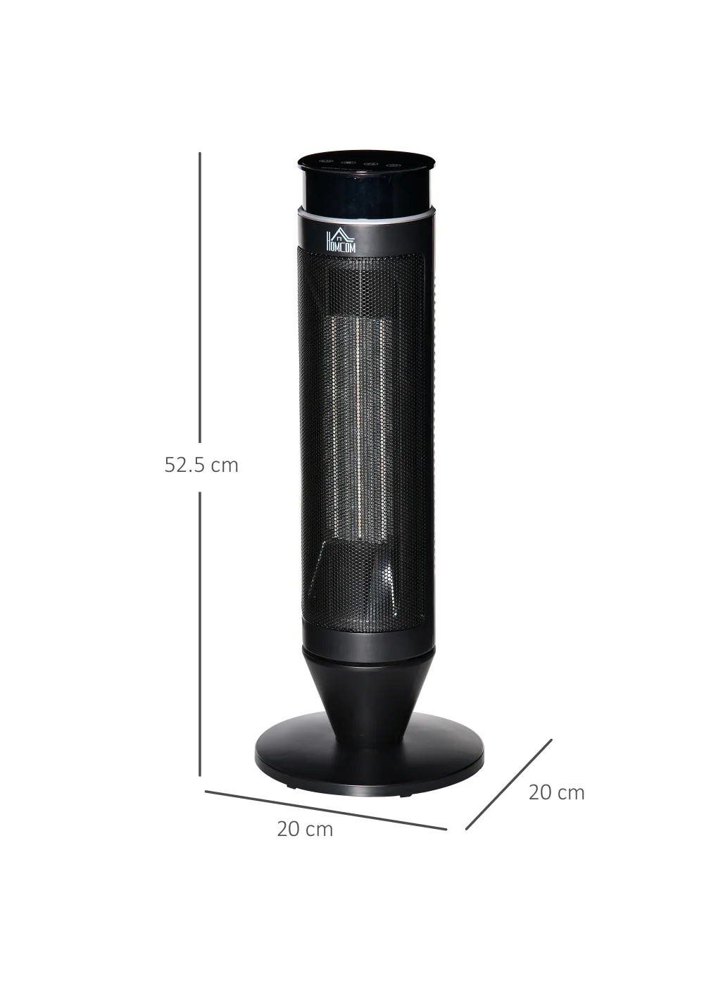 HOMCOM Tower Heater (52.5cm x 20cm x 20cm) - No Size Image 3