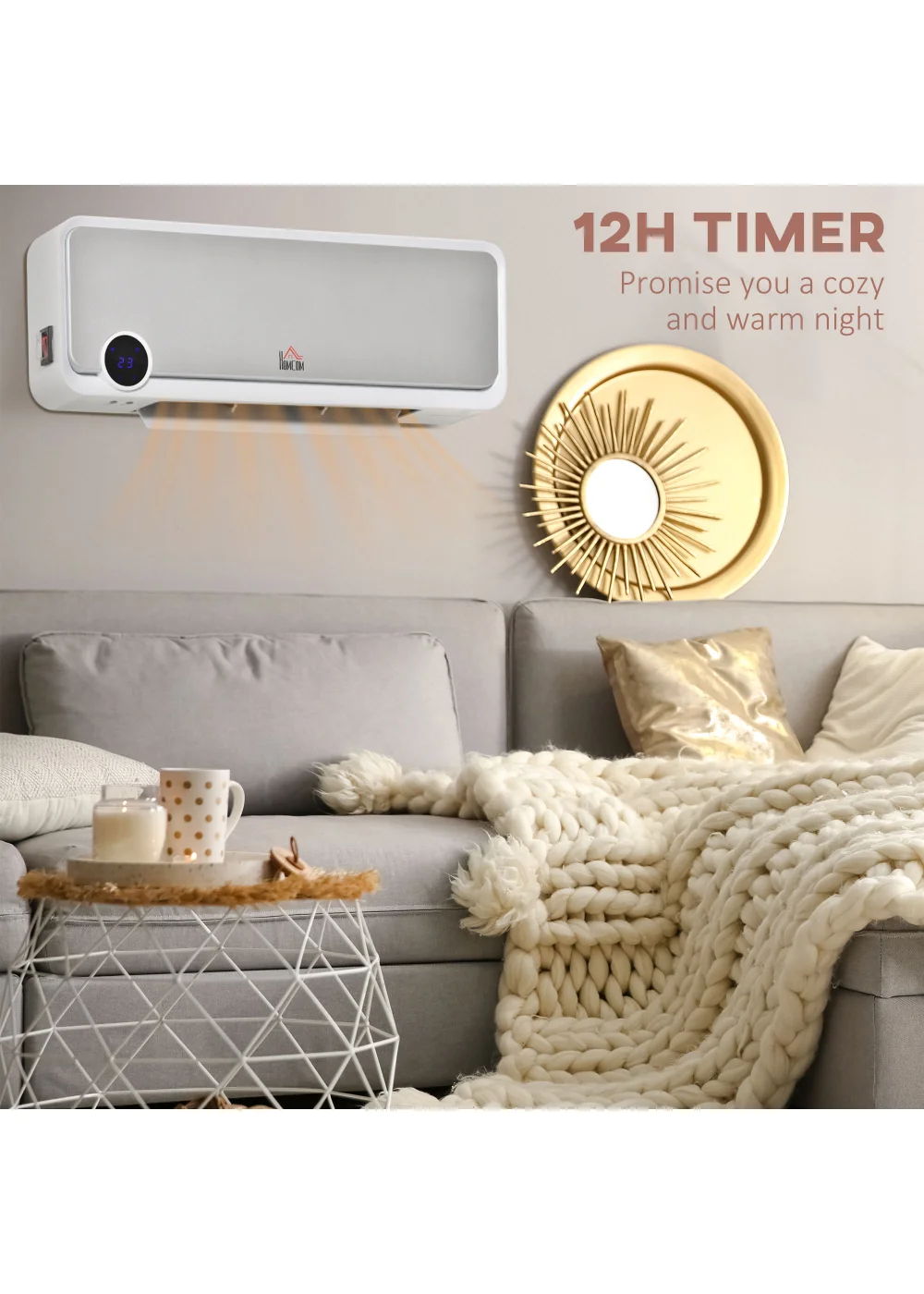 HOMCOM Wall Downflow Heater (56cm x 18.5cm x 12cm) - No Size Image 4