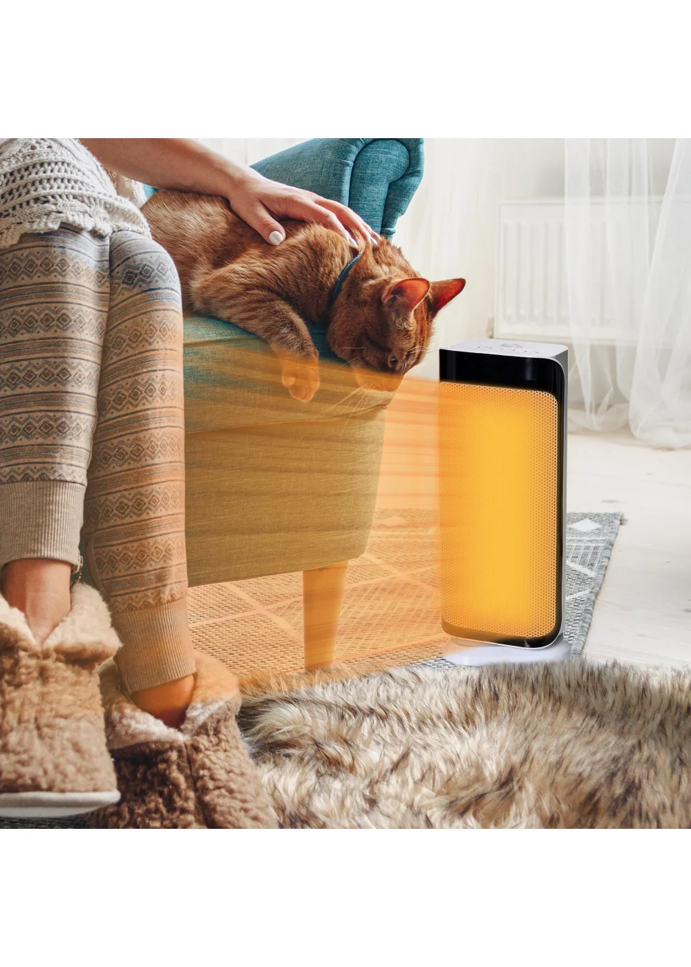 HOMCOM Oscillating Ceramic Space Heater (17cm x 13cm x 41.5cm) - One Size Image 2