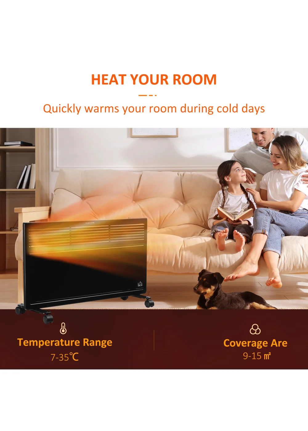 HOMCOM Convector Radiator Heater (45.5cm x 74cm x 23cm) - One Size Image 4