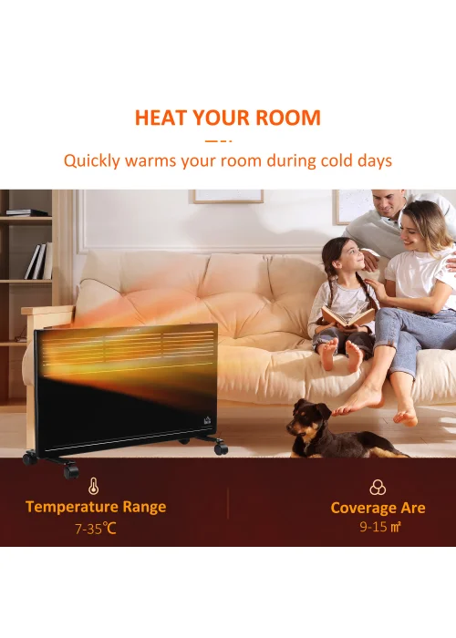 HOMCOM Convector Radiator Heater (45.5cm x 74cm x 23cm) - One Size Image 4