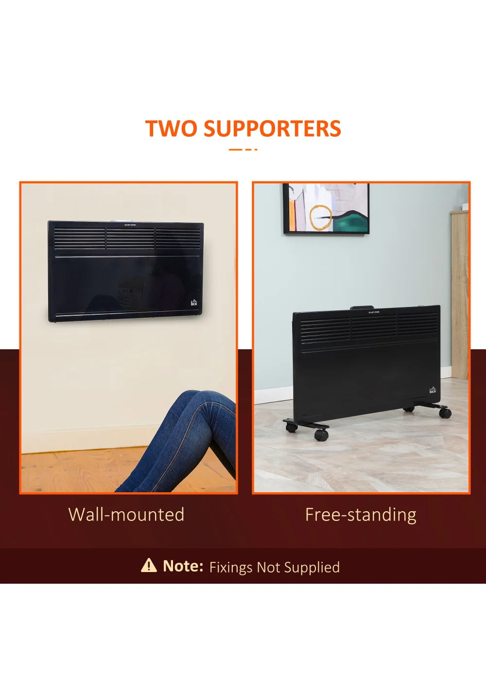 HOMCOM Convector Radiator Heater (45.5cm x 74cm x 23cm) - One Size Image 5