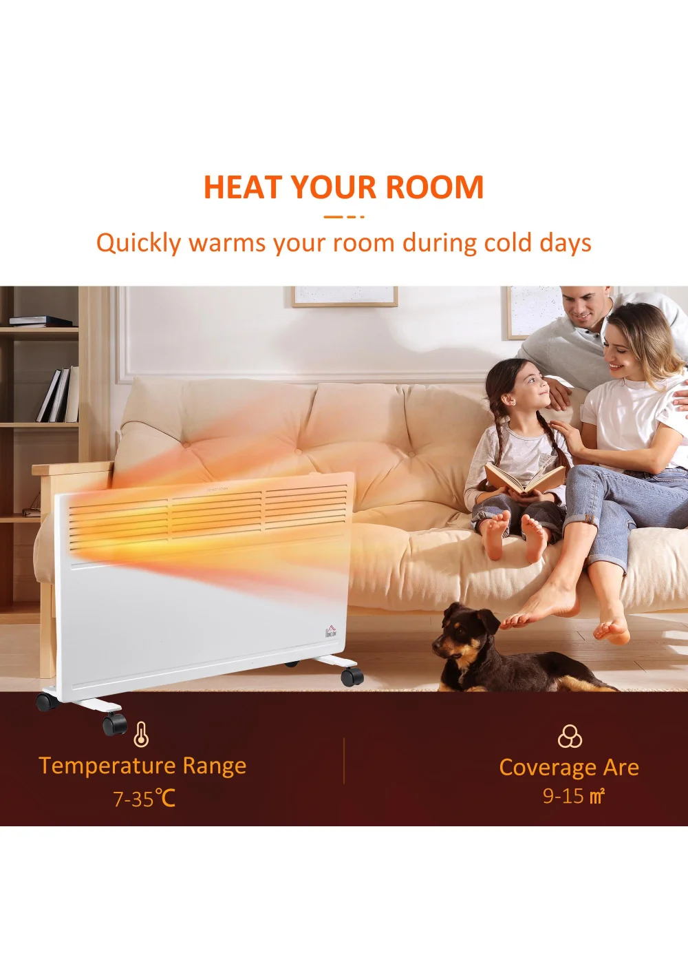 HOMCOM Convector Radiator Heater (45.5cm x 74cm x 23cm) - No Size Image 4
