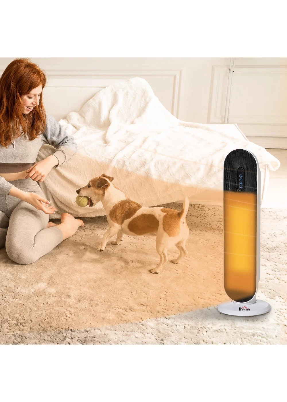 HOMCOM Portable Oscillating Tower Ceramic Heater (21cm x 21cm x 63.5cm) - No Size Image 2