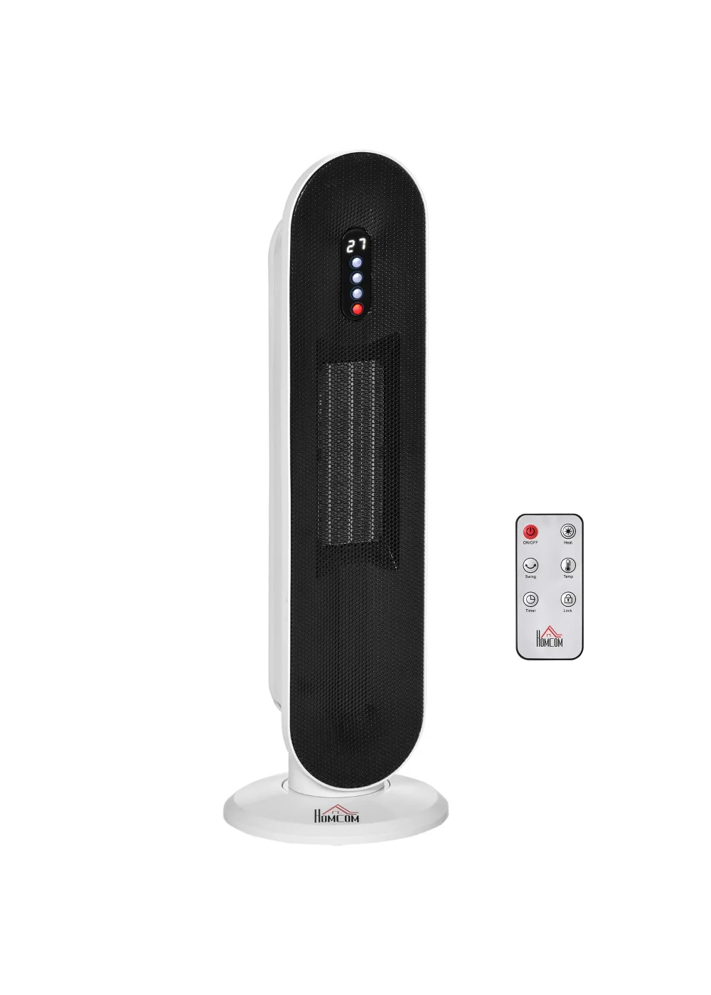 HOMCOM Portable Oscillating Tower Ceramic Heater (21cm x 21cm x 63.5cm) - No Size Image 1