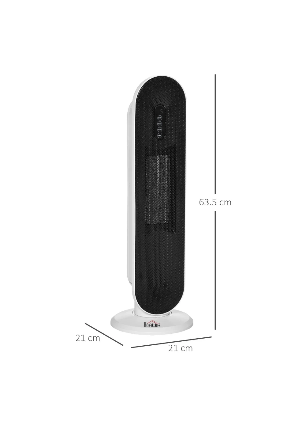 HOMCOM Portable Oscillating Tower Ceramic Heater (21cm x 21cm x 63.5cm) - No Size Image 3