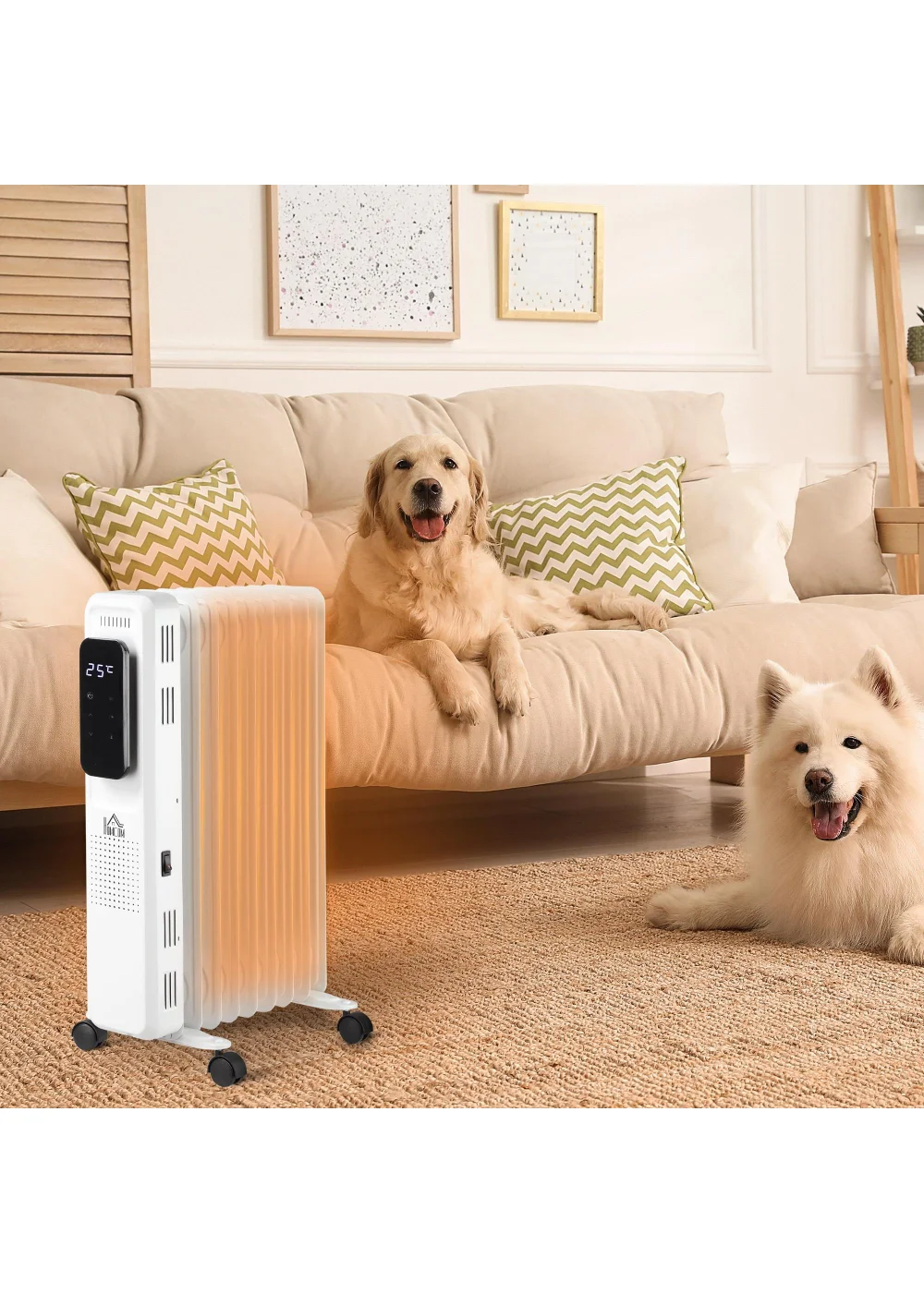HOMCOM Oil Filled Nine Fin Portable Radiator (42.5cm x 24cm x 63cm) - One Size Image 2